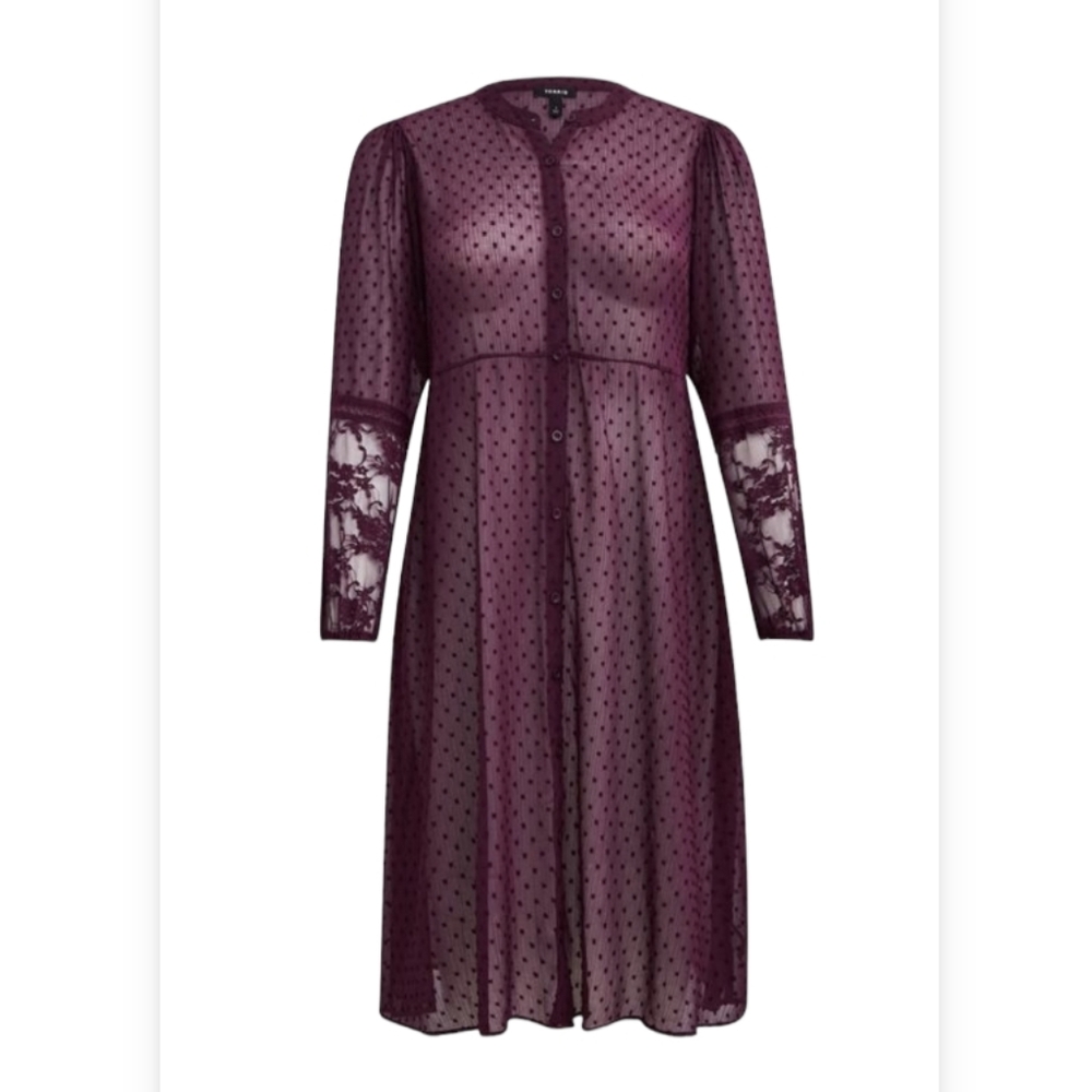 Clip Dot Button Front Maxi Kimono Torrid size 1. (Size 14-16)